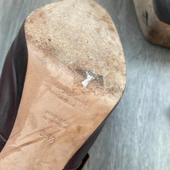 Vintage Y2k Yves Saint Laurent Brown Leather Pointed Mules with Silver Buckle - Picture 9 of 11